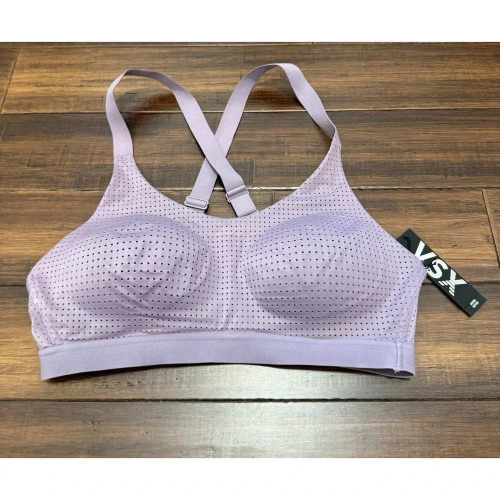 VSX Victoria's Secret Lightweight Mesh Sports Bra Purple Medium Support 34B NEW